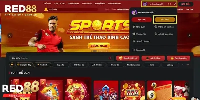 Rút tiền Red88 Rút tiền Red88
