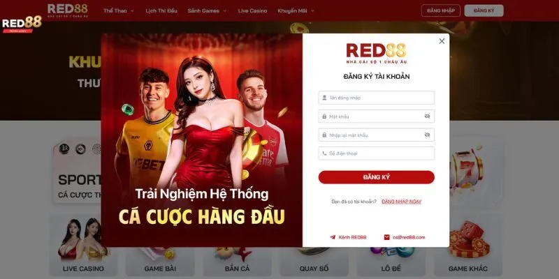 Trang chủ 39 Các bước đăng ký tài khoản tại Red88 chi tiết
