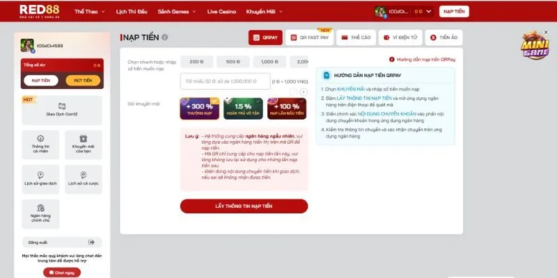 Trang chủ 41 Các hình thức nạp - rút tiền tại Red88